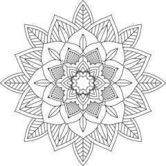 Easy Mandala coloring book simple and basic for beginners, seniors and children. Set of Mehndi flower pattern for Henna drawing and tattoo. Decoration in ethnic oriental, Indian style.