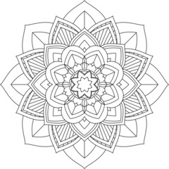 Easy Mandala coloring book simple and basic for beginners, seniors and children. Set of Mehndi flower pattern for Henna drawing and tattoo. Decoration in ethnic oriental, Indian style.