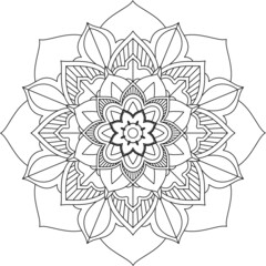 Easy Mandala coloring book simple and basic for beginners, seniors and children. Set of Mehndi flower pattern for Henna drawing and tattoo. Decoration in ethnic oriental, Indian style.