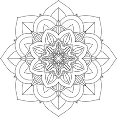 Easy Mandala coloring book simple and basic for beginners, seniors and children. Set of Mehndi flower pattern for Henna drawing and tattoo. Decoration in ethnic oriental, Indian style.