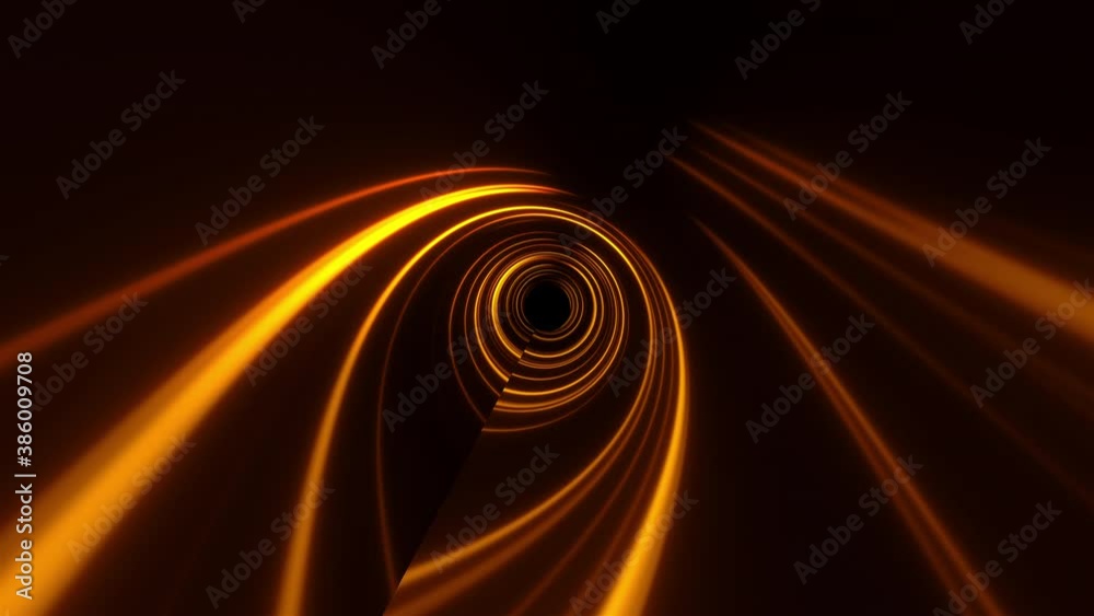 Poster glowing tunnel with lines, computer generated. 3d rendering abstract background. flight inside a lig