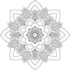 Easy Mandala coloring book simple and basic for beginners, seniors and children. Set of Mehndi flower pattern for Henna drawing and tattoo. Decoration in ethnic oriental, Indian style.