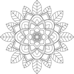 Easy Mandala coloring book simple and basic for beginners, seniors and children. Set of Mehndi flower pattern for Henna drawing and tattoo. Decoration in ethnic oriental, Indian style.