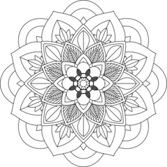 Easy Mandala coloring book simple and basic for beginners, seniors and children. Set of Mehndi flower pattern for Henna drawing and tattoo. Decoration in ethnic oriental, Indian style.