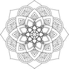 Easy Mandala coloring book simple and basic for beginners, seniors and children. Set of Mehndi flower pattern for Henna drawing and tattoo. Decoration in ethnic oriental, Indian style.