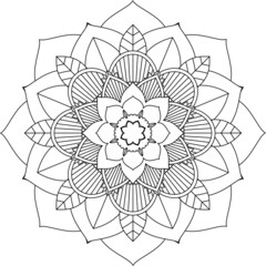Easy Mandala coloring book simple and basic for beginners, seniors and children. Set of Mehndi flower pattern for Henna drawing and tattoo. Decoration in ethnic oriental, Indian style.