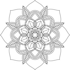 Easy Mandala coloring book simple and basic for beginners, seniors and children. Set of Mehndi flower pattern for Henna drawing and tattoo. Decoration in ethnic oriental, Indian style.