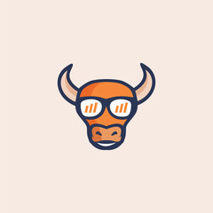 logo design mascot bull icon vector