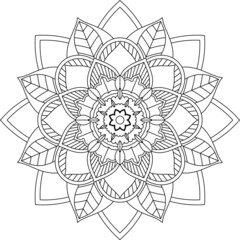 Easy Mandala coloring book simple and basic for beginners, seniors and children. Set of Mehndi flower pattern for Henna drawing and tattoo. Decoration in ethnic oriental, Indian style.