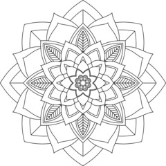 Easy Mandala coloring book simple and basic for beginners, seniors and children. Set of Mehndi flower pattern for Henna drawing and tattoo. Decoration in ethnic oriental, Indian style.