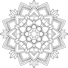Easy Mandala coloring book simple and basic for beginners, seniors and children. Set of Mehndi flower pattern for Henna drawing and tattoo. Decoration in ethnic oriental, Indian style.