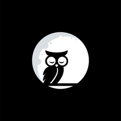 logo design owl sleep icon vector