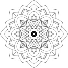 Easy Mandala coloring book simple and basic for beginners, seniors and children. Set of Mehndi flower pattern for Henna drawing and tattoo. Decoration in ethnic oriental, Indian style.