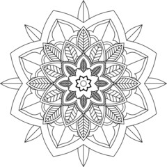 Easy Mandala coloring book simple and basic for beginners, seniors and children. Set of Mehndi flower pattern for Henna drawing and tattoo. Decoration in ethnic oriental, Indian style.