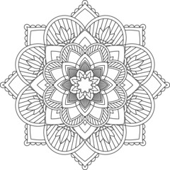 Easy Mandala coloring book simple and basic for beginners, seniors and children. Set of Mehndi flower pattern for Henna drawing and tattoo. Decoration in ethnic oriental, Indian style.