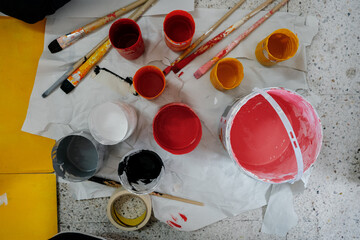 brushes and paints