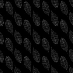 seamless pattern with stylized skeletonized gray Leaves . Vector,