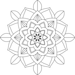 Easy Mandala coloring book simple and basic for beginners, seniors and children. Set of Mehndi flower pattern for Henna drawing and tattoo. Decoration in ethnic oriental, Indian style.