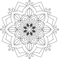 Easy Mandala coloring book simple and basic for beginners, seniors and children. Set of Mehndi flower pattern for Henna drawing and tattoo. Decoration in ethnic oriental, Indian style.