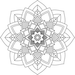 Easy Mandala coloring book simple and basic for beginners, seniors and children. Set of Mehndi flower pattern for Henna drawing and tattoo. Decoration in ethnic oriental, Indian style.