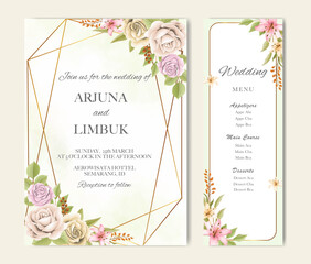 Elegant beautiful soft floral and leaves wedding invitation