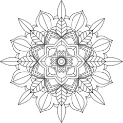 Easy Mandala coloring book simple and basic for beginners, seniors and children. Set of Mehndi flower pattern for Henna drawing and tattoo. Decoration in ethnic oriental, Indian style.