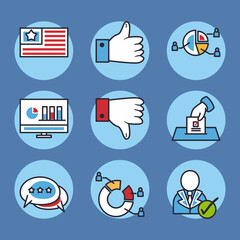 Fototapeta premium vote line and fill style icons group vector design