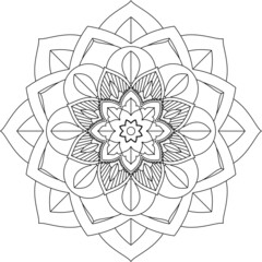 Easy Mandala coloring book simple and basic for beginners, seniors and children. Set of Mehndi flower pattern for Henna drawing and tattoo. Decoration in ethnic oriental, Indian style.