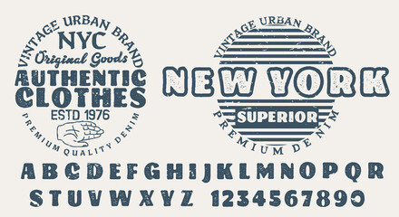 Vector illustration on the theme of denim, raw and jeans in New York City.