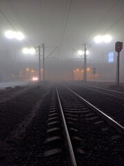 Naklejka premium railway in the fog