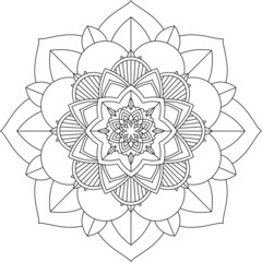 Easy Mandala coloring book simple and basic for beginners, seniors and children. Set of Mehndi flower pattern for Henna drawing and tattoo. Decoration in ethnic oriental, Indian style.