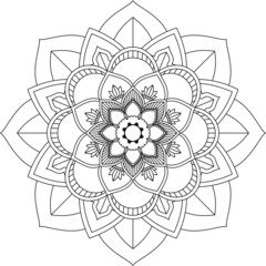 Easy Mandala coloring book simple and basic for beginners, seniors and children. Set of Mehndi flower pattern for Henna drawing and tattoo. Decoration in ethnic oriental, Indian style.