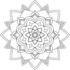 Easy Mandala coloring book simple and basic for beginners, seniors and children. Set of Mehndi flower pattern for Henna drawing and tattoo. Decoration in ethnic oriental, Indian style.