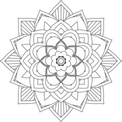 Easy Mandala coloring book simple and basic for beginners, seniors and children. Set of Mehndi flower pattern for Henna drawing and tattoo. Decoration in ethnic oriental, Indian style.