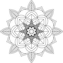 Easy Mandala coloring book simple and basic for beginners, seniors and children. Set of Mehndi flower pattern for Henna drawing and tattoo. Decoration in ethnic oriental, Indian style.