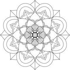 Easy Mandala coloring book simple and basic for beginners, seniors and children. Set of Mehndi flower pattern for Henna drawing and tattoo. Decoration in ethnic oriental, Indian style.