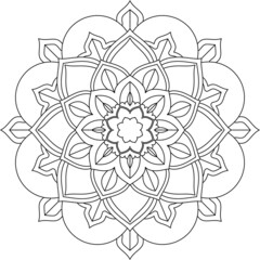 Easy Mandala coloring book simple and basic for beginners, seniors and children. Set of Mehndi flower pattern for Henna drawing and tattoo. Decoration in ethnic oriental, Indian style.
