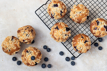 Blueberry muffins with fresh berries 