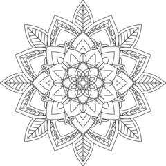 Easy Mandala coloring book simple and basic for beginners, seniors and children. Set of Mehndi flower pattern for Henna drawing and tattoo. Decoration in ethnic oriental, Indian style.