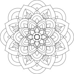 Easy Mandala coloring book simple and basic for beginners, seniors and children. Set of Mehndi flower pattern for Henna drawing and tattoo. Decoration in ethnic oriental, Indian style.