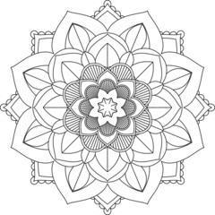 Easy Mandala coloring book simple and basic for beginners, seniors and children. Set of Mehndi flower pattern for Henna drawing and tattoo. Decoration in ethnic oriental, Indian style.