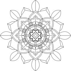 Easy Mandala coloring book simple and basic for beginners, seniors and children. Set of Mehndi flower pattern for Henna drawing and tattoo. Decoration in ethnic oriental, Indian style.