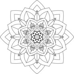 Easy Mandala coloring book simple and basic for beginners, seniors and children. Set of Mehndi flower pattern for Henna drawing and tattoo. Decoration in ethnic oriental, Indian style.
