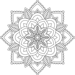 Easy Mandala coloring book simple and basic for beginners, seniors and children. Set of Mehndi flower pattern for Henna drawing and tattoo. Decoration in ethnic oriental, Indian style.