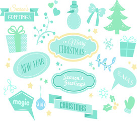 Naklejka premium Set Of Simple Christmas and Year Vector Elements For Your Professional Design