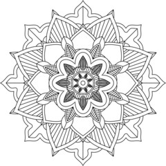 Easy Mandala coloring book simple and basic for beginners, seniors and children. Set of Mehndi flower pattern for Henna drawing and tattoo. Decoration in ethnic oriental, Indian style.