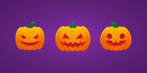 Halloween Jack O Lantern Pumpkin Expression Evil Smile Fool Emoticon Bundle