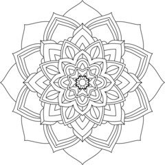 Easy Mandala coloring book simple and basic for beginners, seniors and children. Set of Mehndi flower pattern for Henna drawing and tattoo. Decoration in ethnic oriental, Indian style.