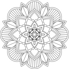 Easy Mandala coloring book simple and basic for beginners, seniors and children. Set of Mehndi flower pattern for Henna drawing and tattoo. Decoration in ethnic oriental, Indian style.