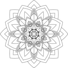 Easy Mandala coloring book simple and basic for beginners, seniors and children. Set of Mehndi flower pattern for Henna drawing and tattoo. Decoration in ethnic oriental, Indian style.